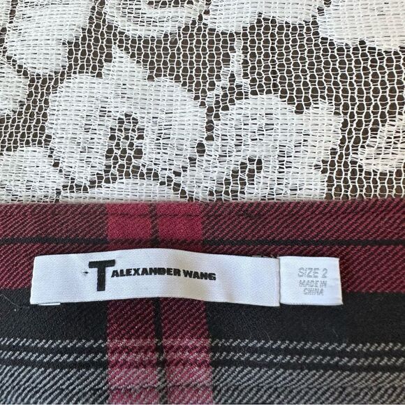 T by Alexander Wang Fitted Stretch Plaid Leggings with Zippers Sz 2 - Picture 8 of 14